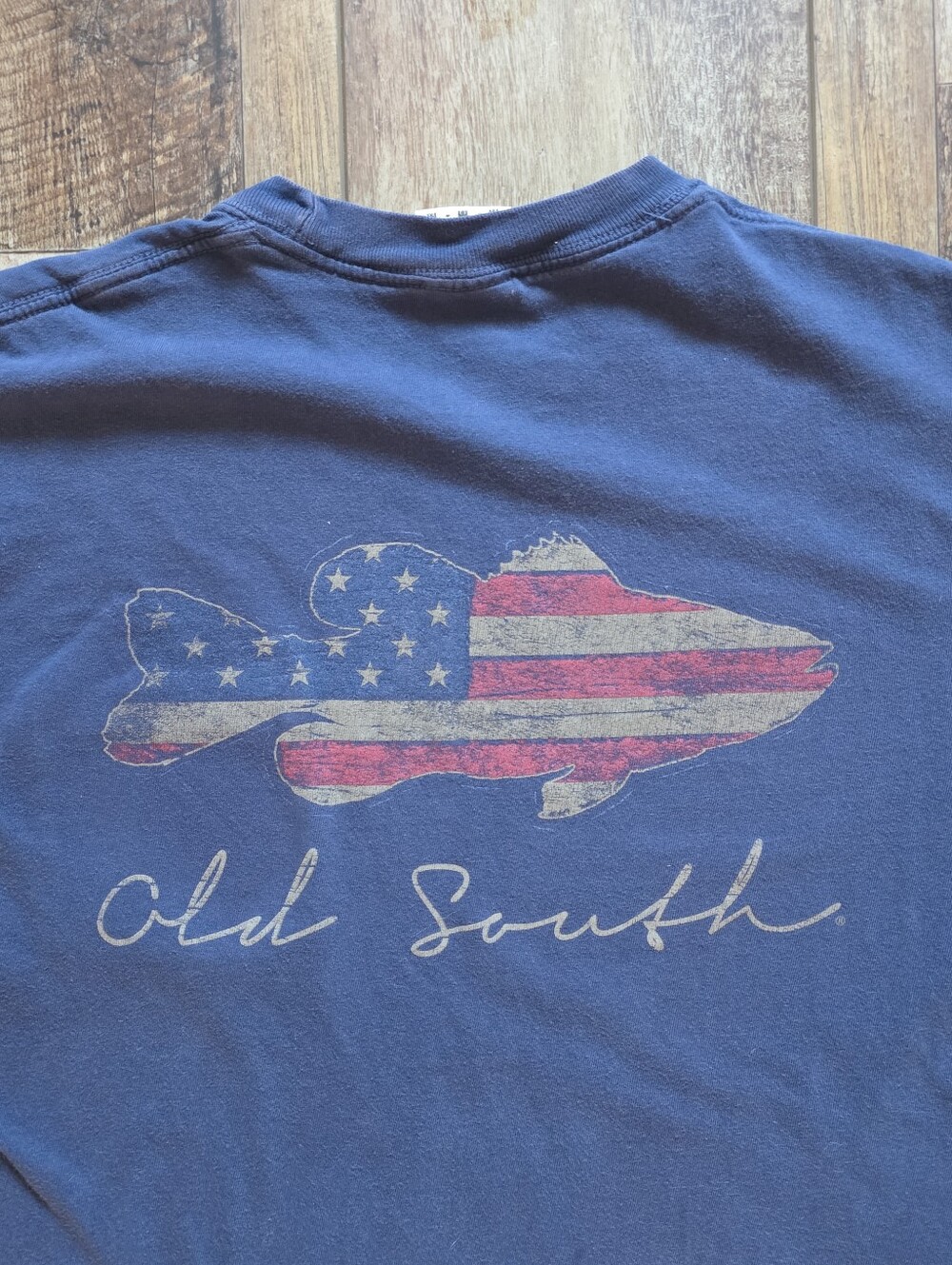 Old South - American Flag Bass Pocket T-Shirt - M - Faded Navy